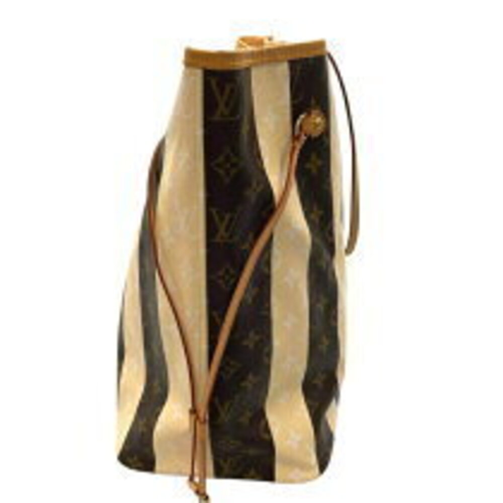 Louis Vuitton Rayeur Monogram Cream Bag Neverfull Brown XM Tote - Picture 3 of 11